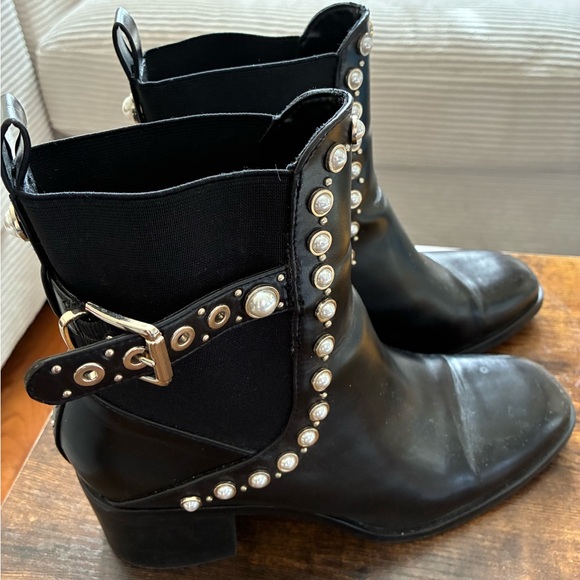 ZARA-Black Pearl-Studded Ankle Boots, size 41EU/10US - Picture 2 of 4
